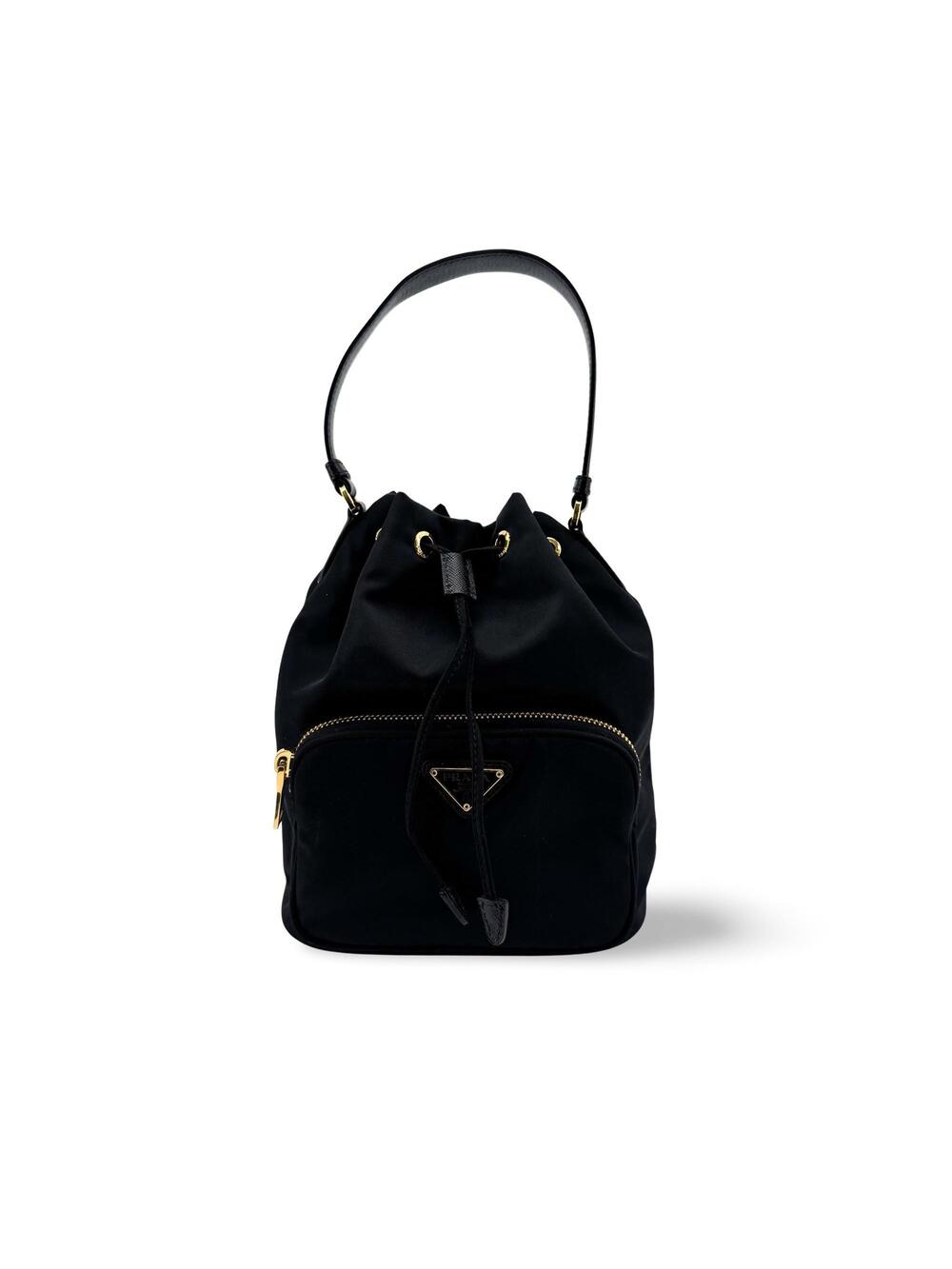 Prada Re-Ylon Duet Bucket Bag Black #365075P53B